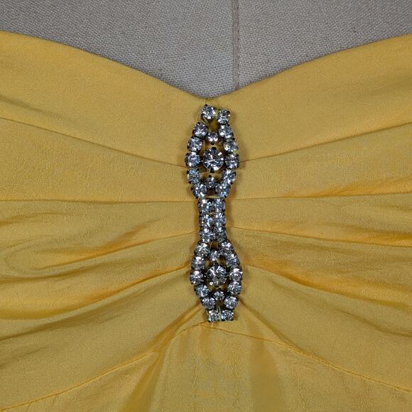 Vintage McClintock Prom Dress Maxi Ball Gown 4 Yellow Princess Belle 90s Fairy - Picture 4 of 12